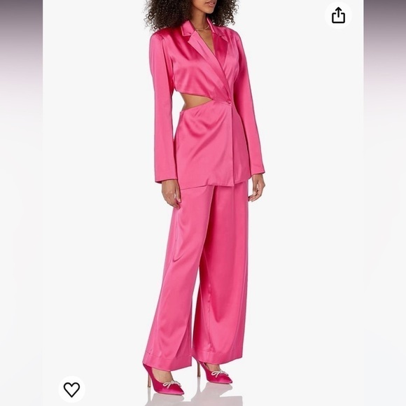 Porsha Williams The Drop Hot Pink Satin two piece co ord set power pantsuit - Picture 10 of 16